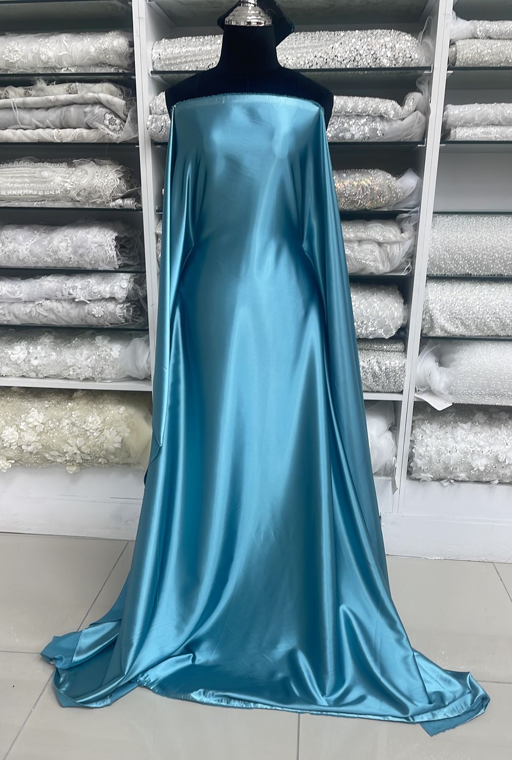 [ SS-MHJ4951-16 ] Stretch Satin 150w Jade per Meter
