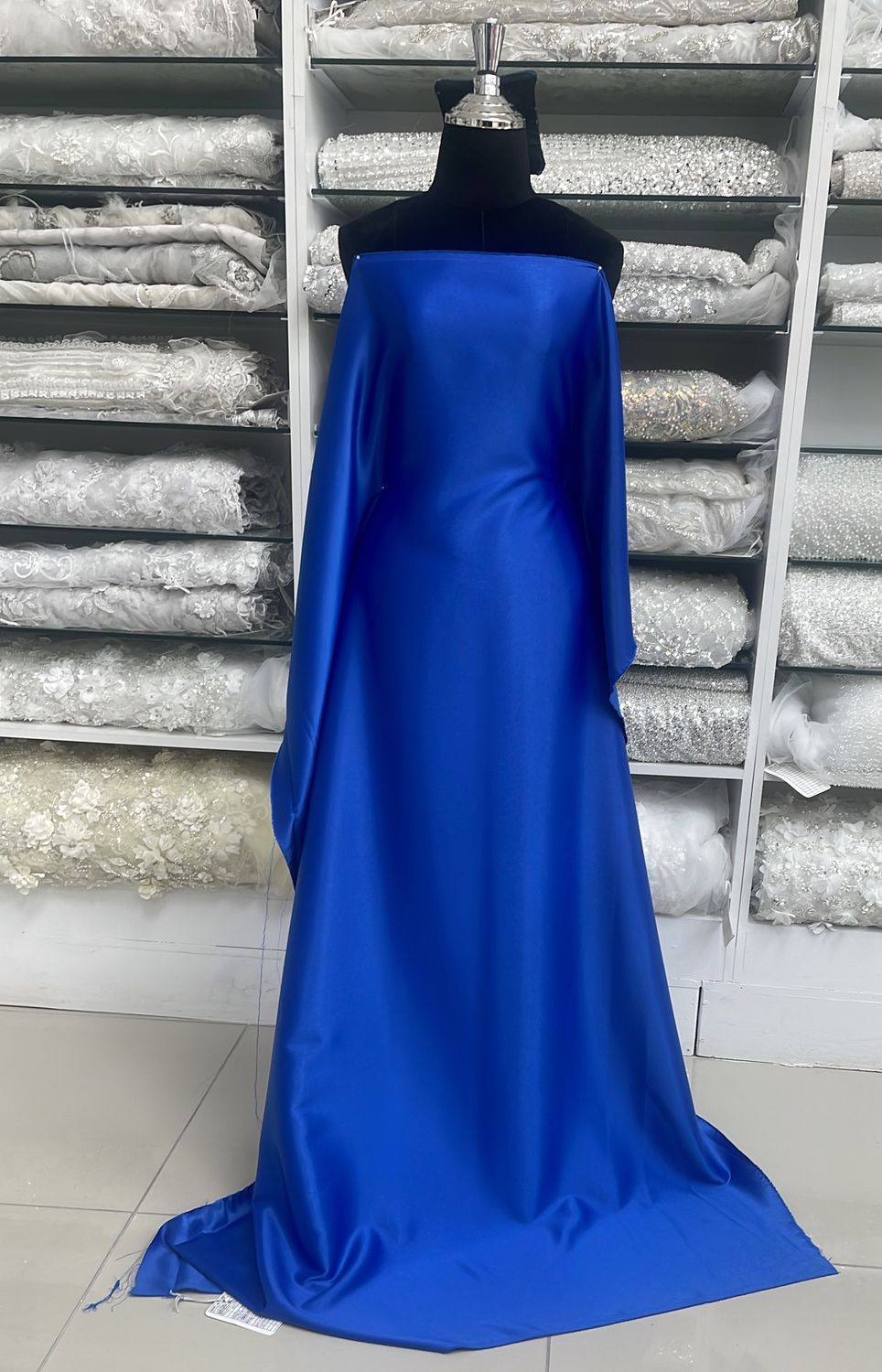 [ CRDS-PO-1455-12 ] CrepeDiamondStretchSatin150-ROYAL BLUE per Meter