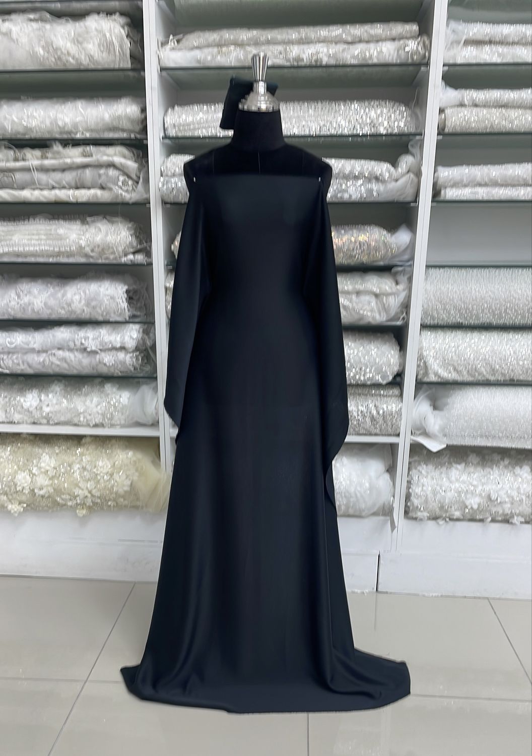 [ CR-CA-6012-310A ] Crepe Cadena 140cm BLACK per Meter
