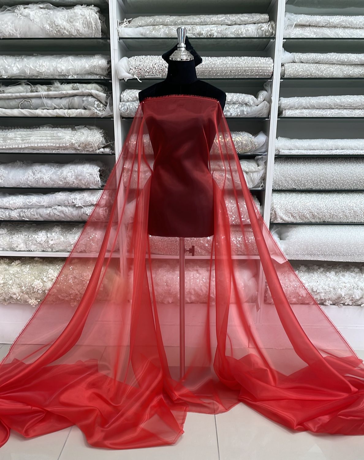 [ OR-G14A-3629-90 ] Organza 150-Red per Meter