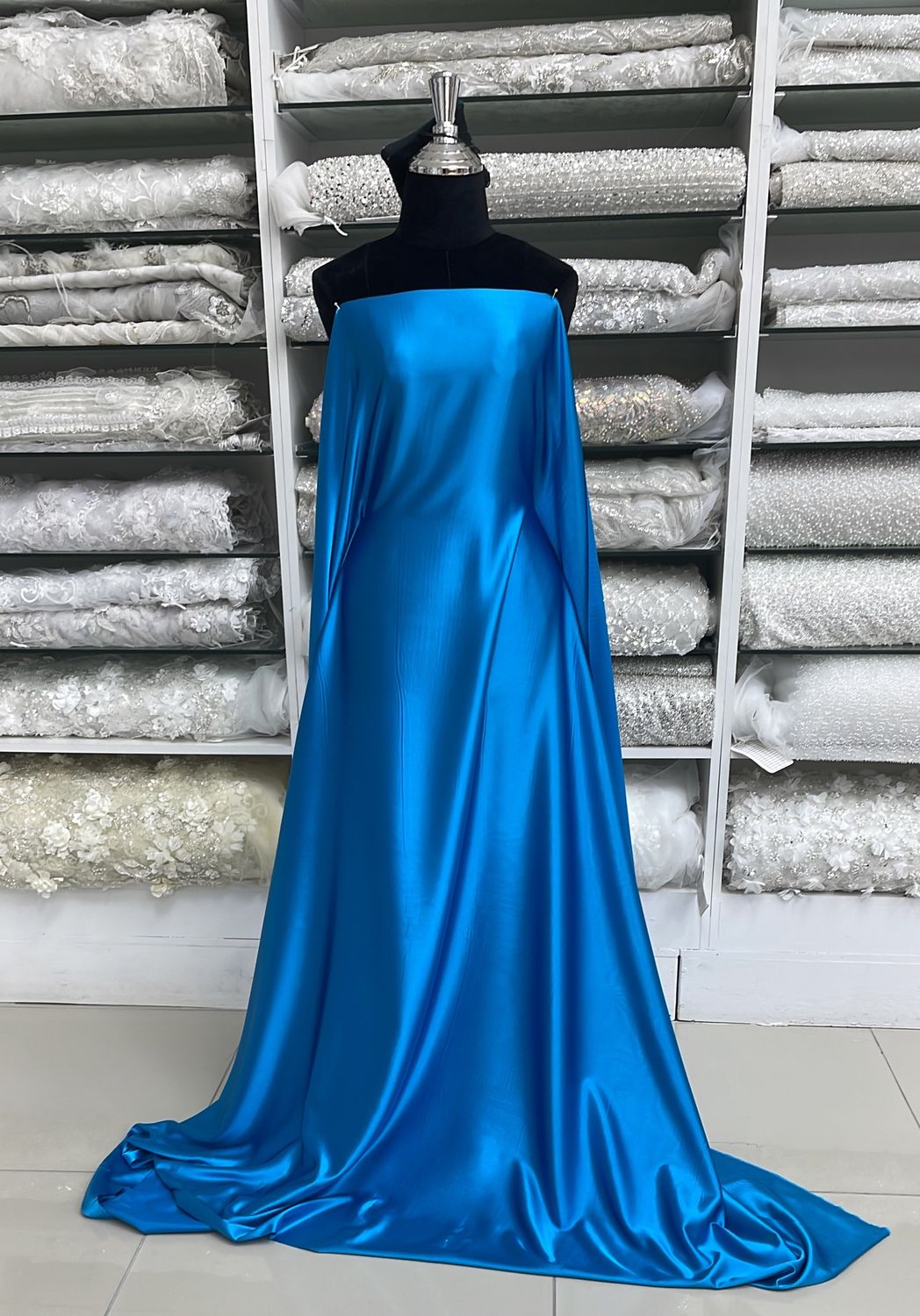 [ SS-RO-18046-29 ] SATIN STRETCH 150CM-DIVA BLUE per Meter