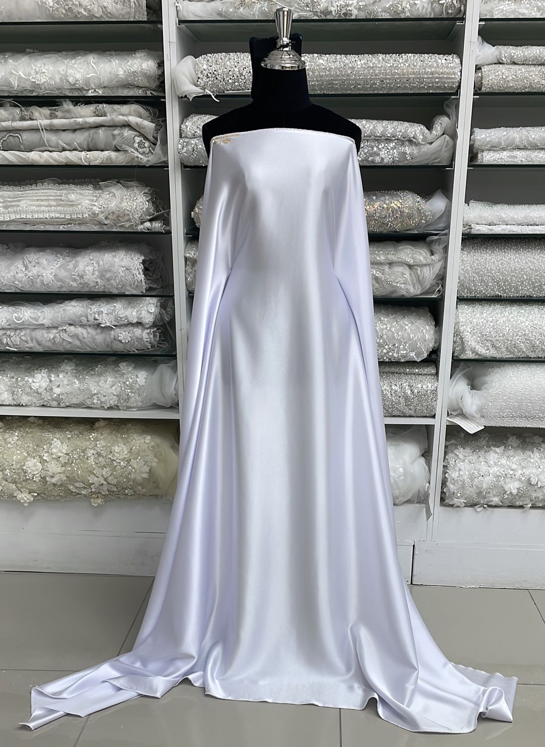 [ SBCS-PO-2096-25 ] SatinbackCrepeStretch150-WHITE per Meter