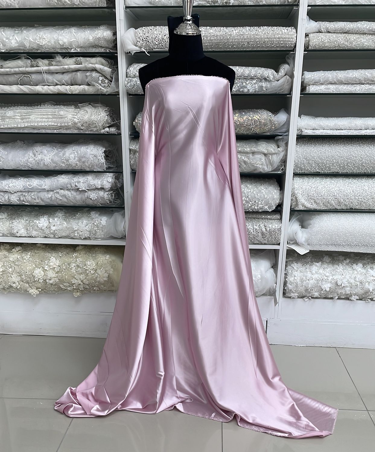 [ SS-MHJ-M11-05 ] Stretch Satin 150w Dusty Pink per Meter