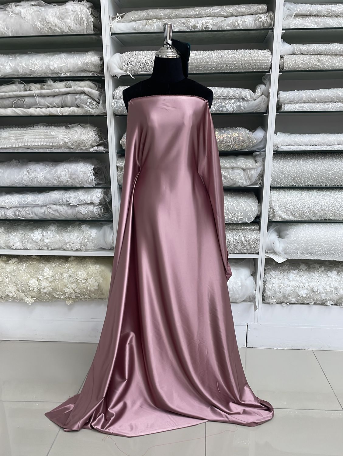 [ SS-MHJ4951-14 ] Stretch Satin 150w Mink per Meter