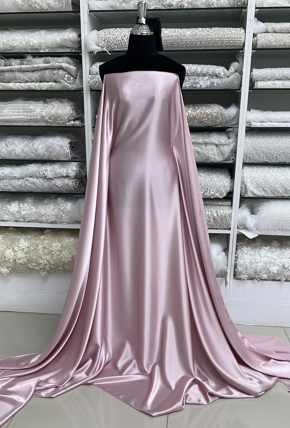 Wedding Dress Fabric [ BS7-MHJ-BSS-18 ] Bridal Shamuse Satin 150w Pink per Meter