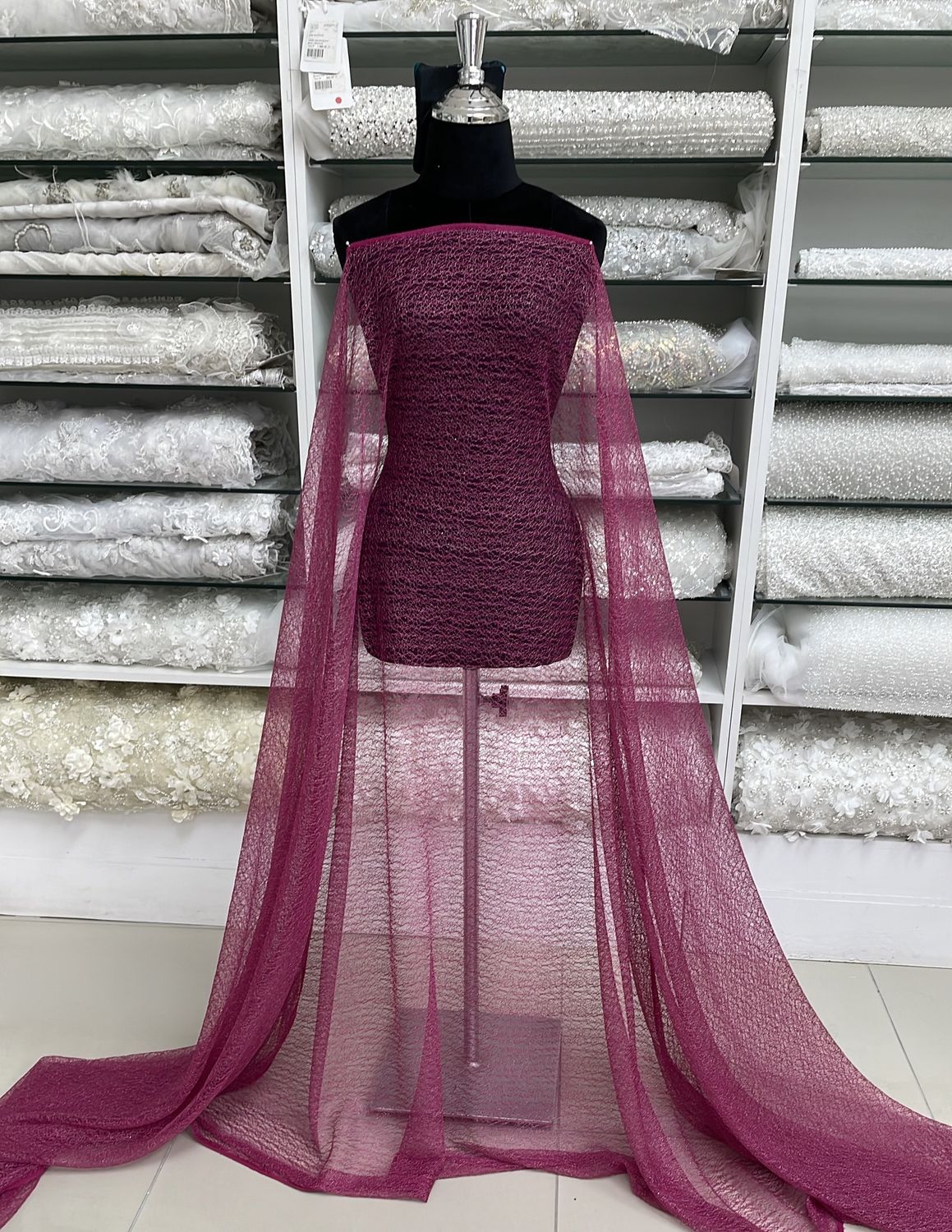 [ TSR-PO-03 ] Tulle Stretch 150w Cerise per Meter