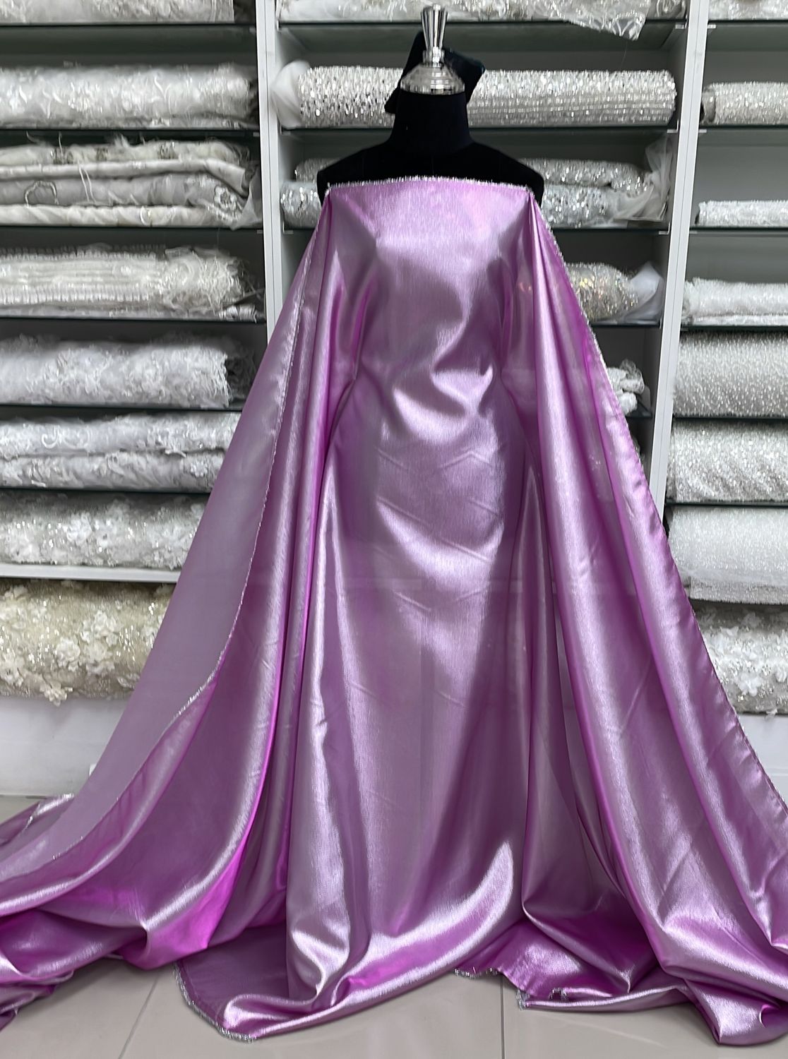 [ OM-PO-14-13 ] Organza Metallic 150-CERISE SILVER per Meter