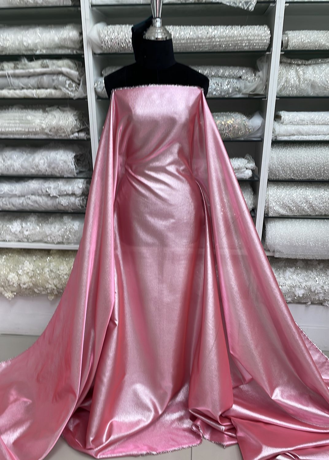 [ ORM-PO-19713-15 ] OrganzaMetalic-150cm-PinkSilver per Meter