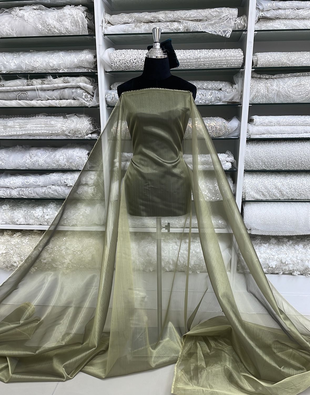 [ OR-G14A-3629-92 ] Organza 150-Yellow/Olive per Meter