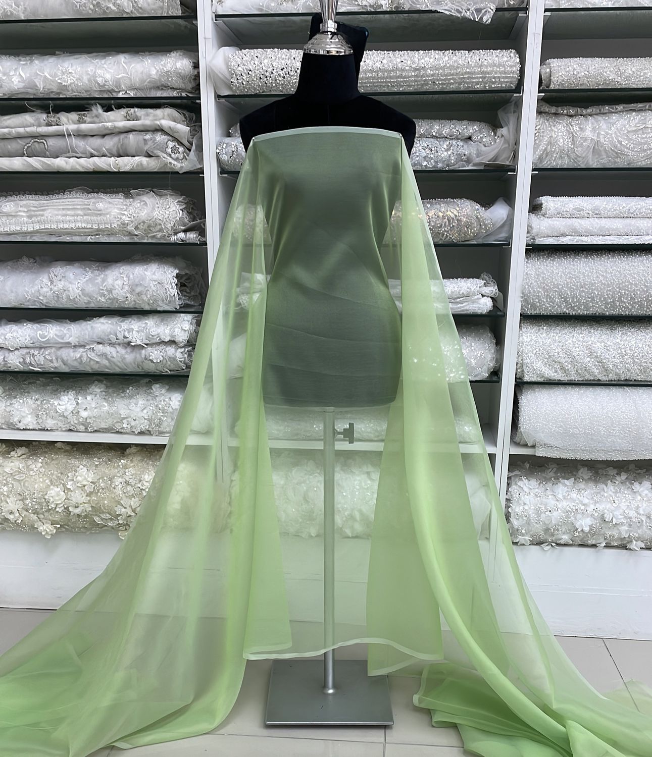 [ OR-E-75-13 ] Organza 150w Apple Green per Meter
