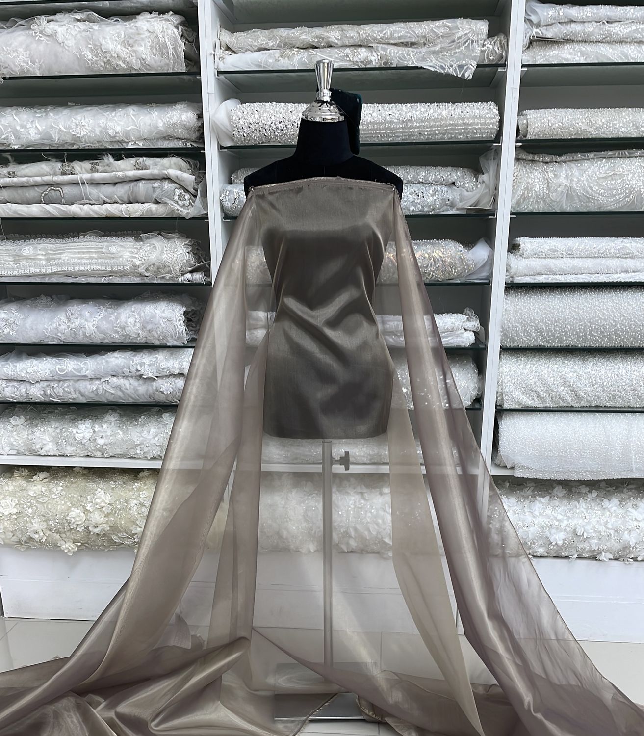 [ OR-G14A-3629-76 ] Organza 150-Gold/Beige per Meter