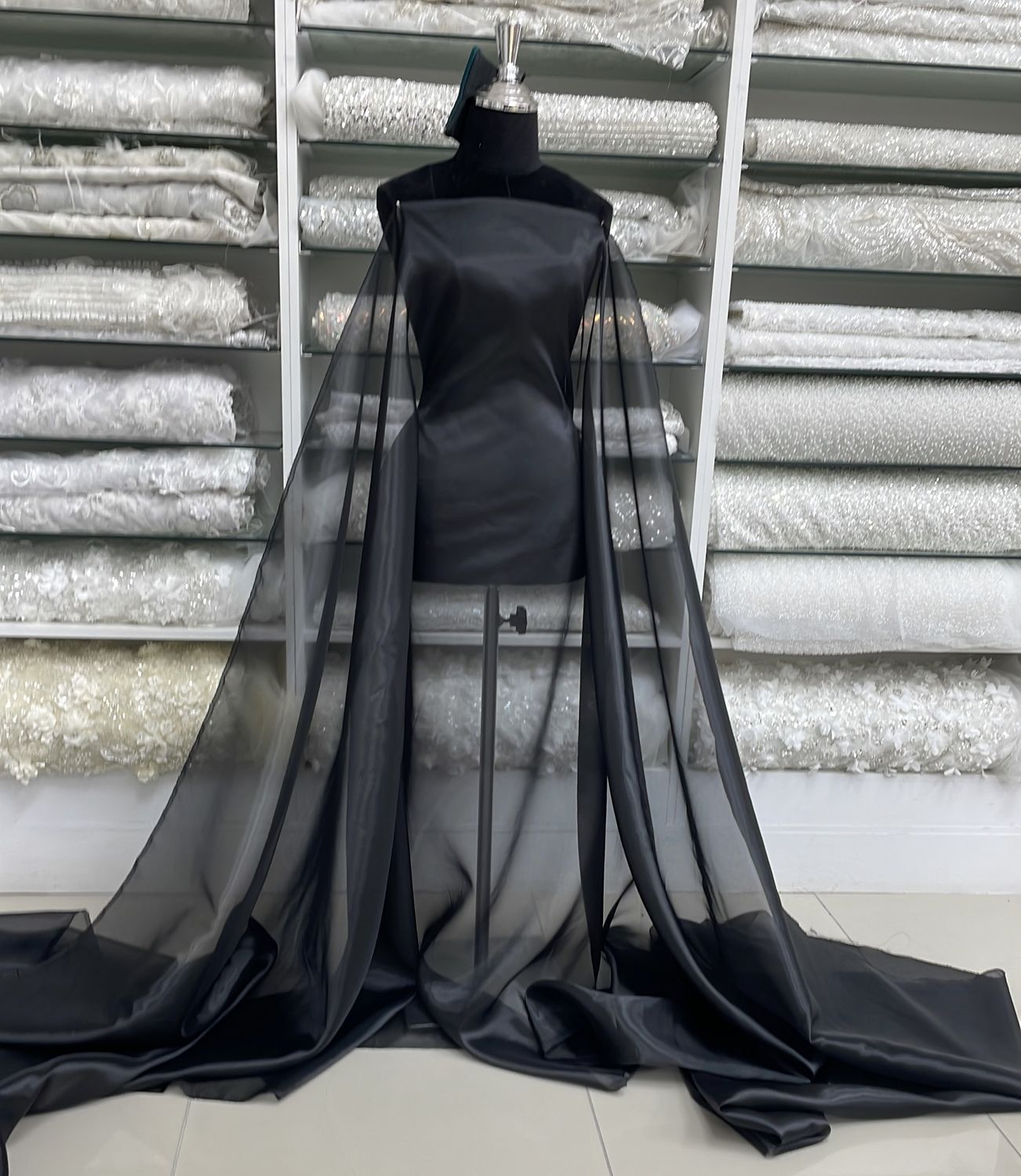 [ 00000076 ] Organza Hi Count/150cm/5g/BLACK-RK1 per Meter