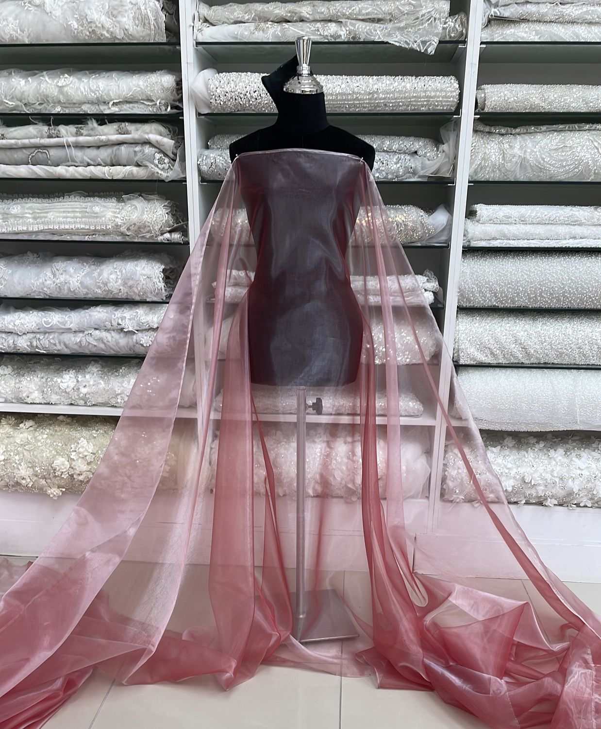 [ OSS-TK-4613-19 ] Organza Shot Stripe 150 - Pink Blue per Meter