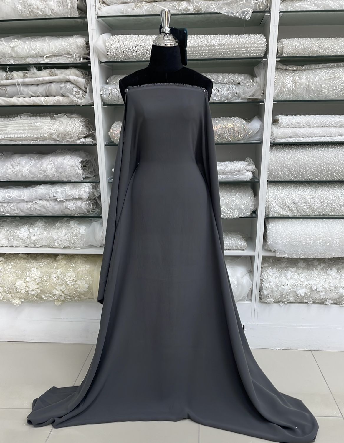 [ CRS-BI30224-14A ] Crepe Shanghai 145 - CHARCOAL per Meter