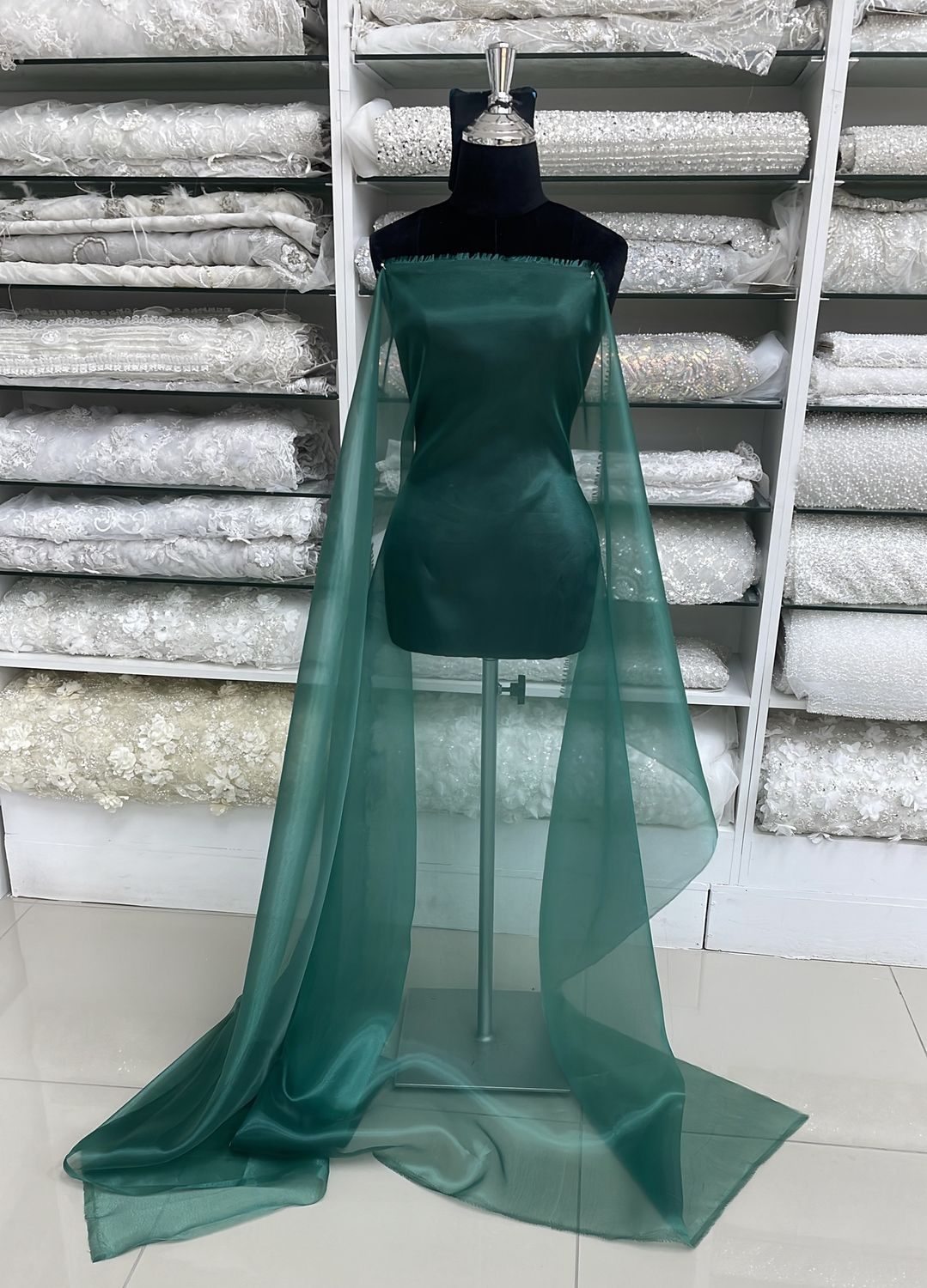 [ OR-G14A-3629-55 ] Organza 150-BottleGreen per Meter