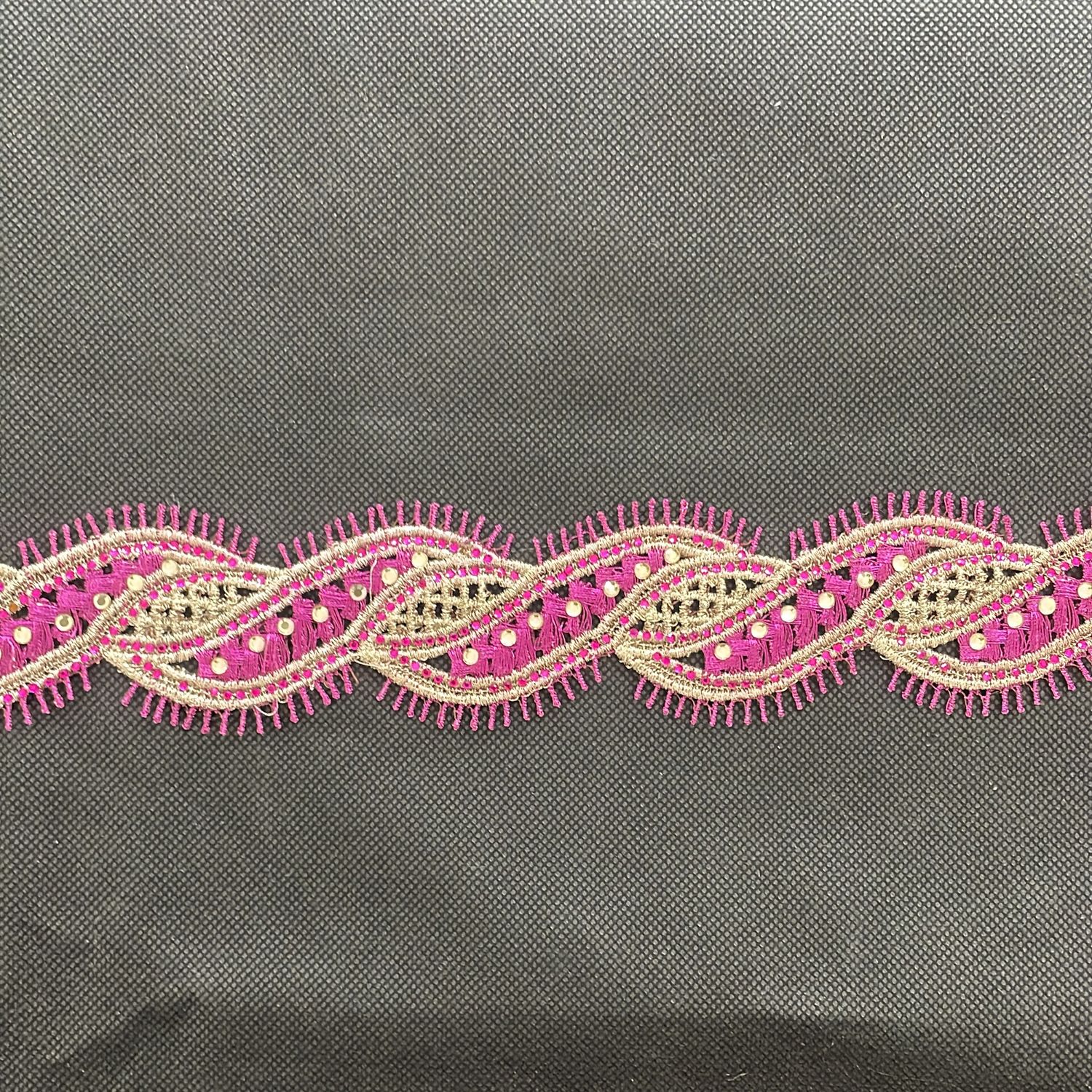 [ BR-ZZ13-24 ] Braid Fancy Diamante Red Silver per Meter