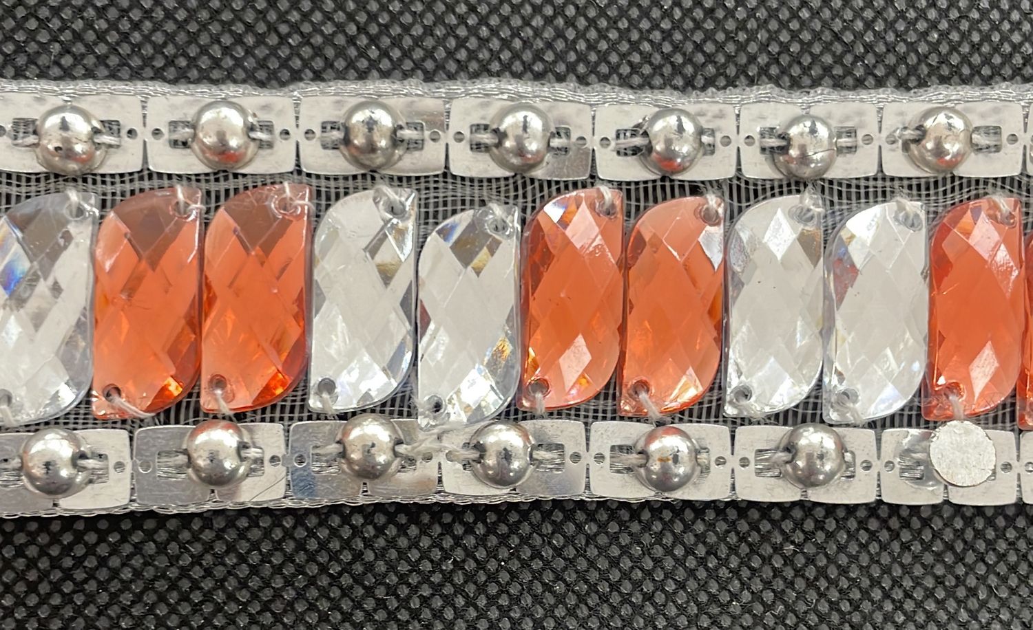 [ BRS-G12B-40 ] Braid Rhine Stone - 2.5cm - Burnt orange per Meter