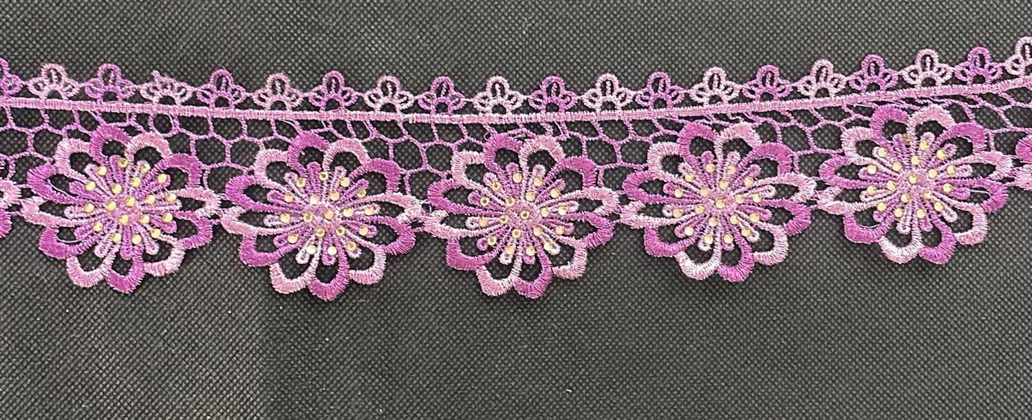 [ BR-ZZ13-18 ] Braid Fancy Silver Lilac per Meter