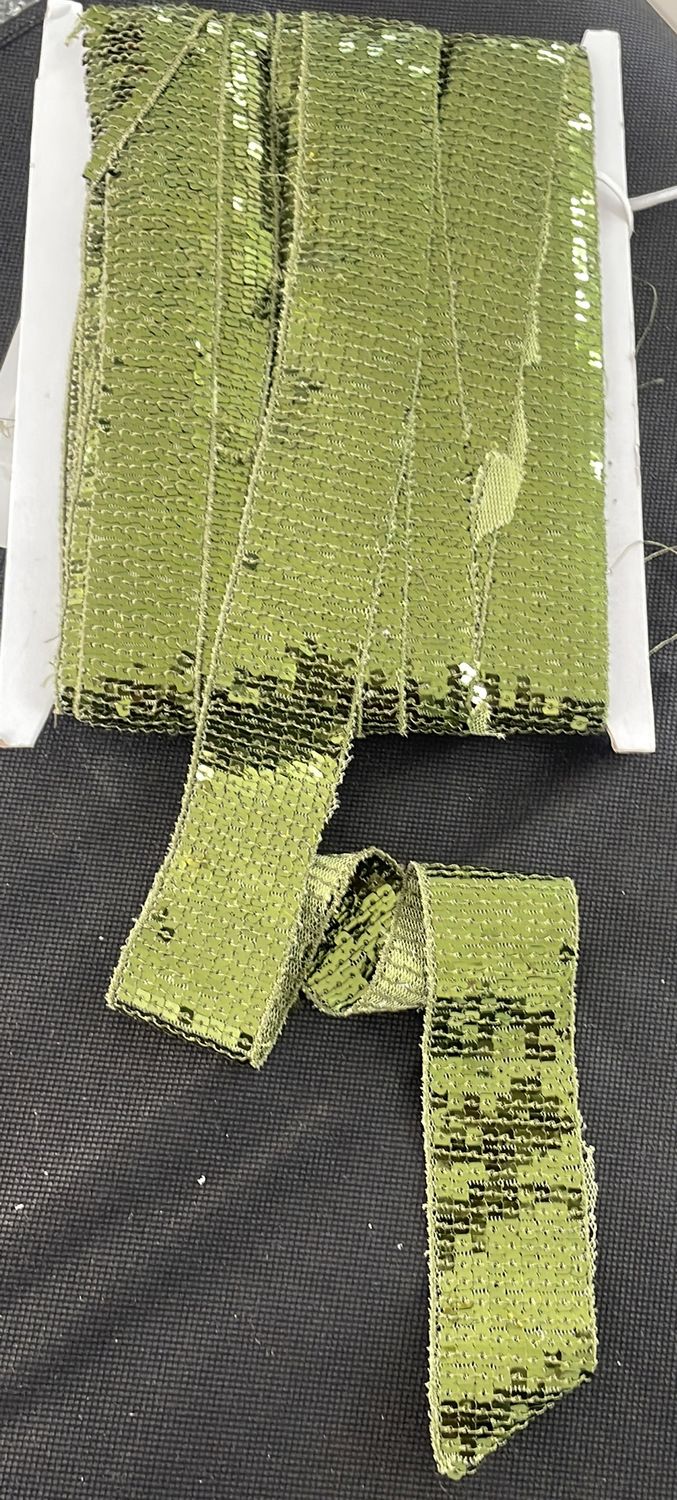 [ BRB-UNK-C-12 ] Braid Beaded 5cm - Olive Green per Meter