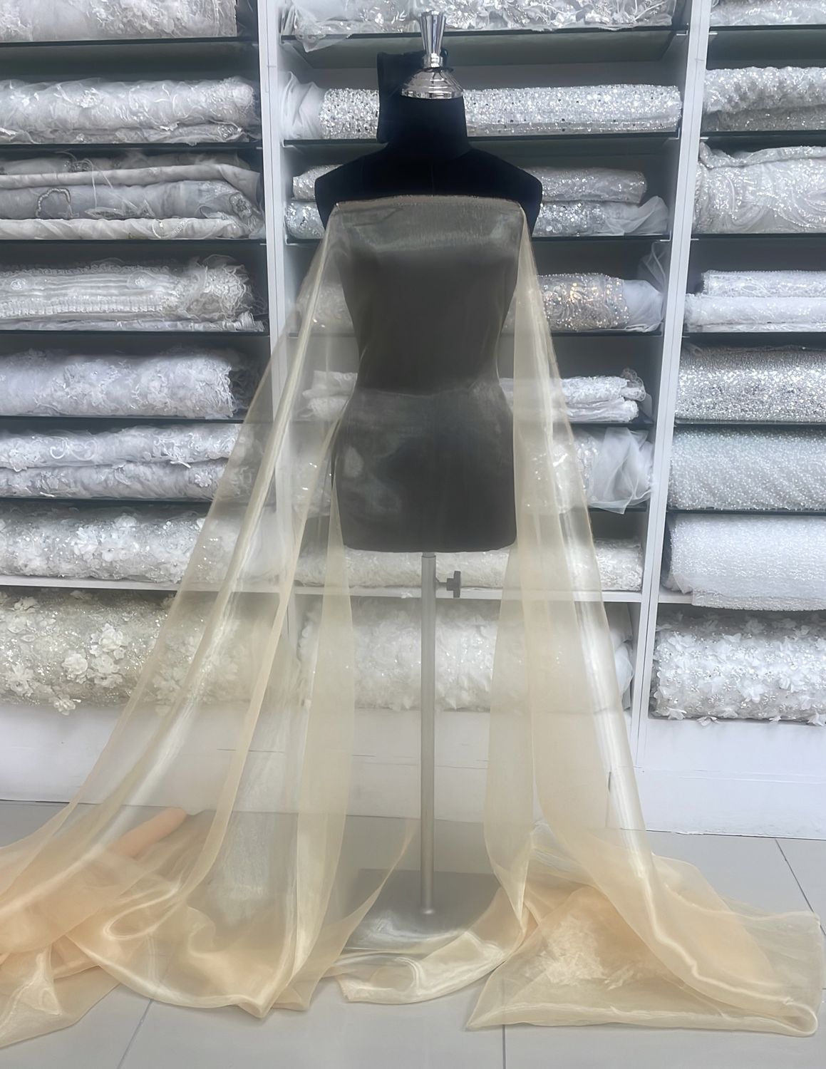 [ OR-E-35-29 ] Organza 150w Lt Orange per Meter