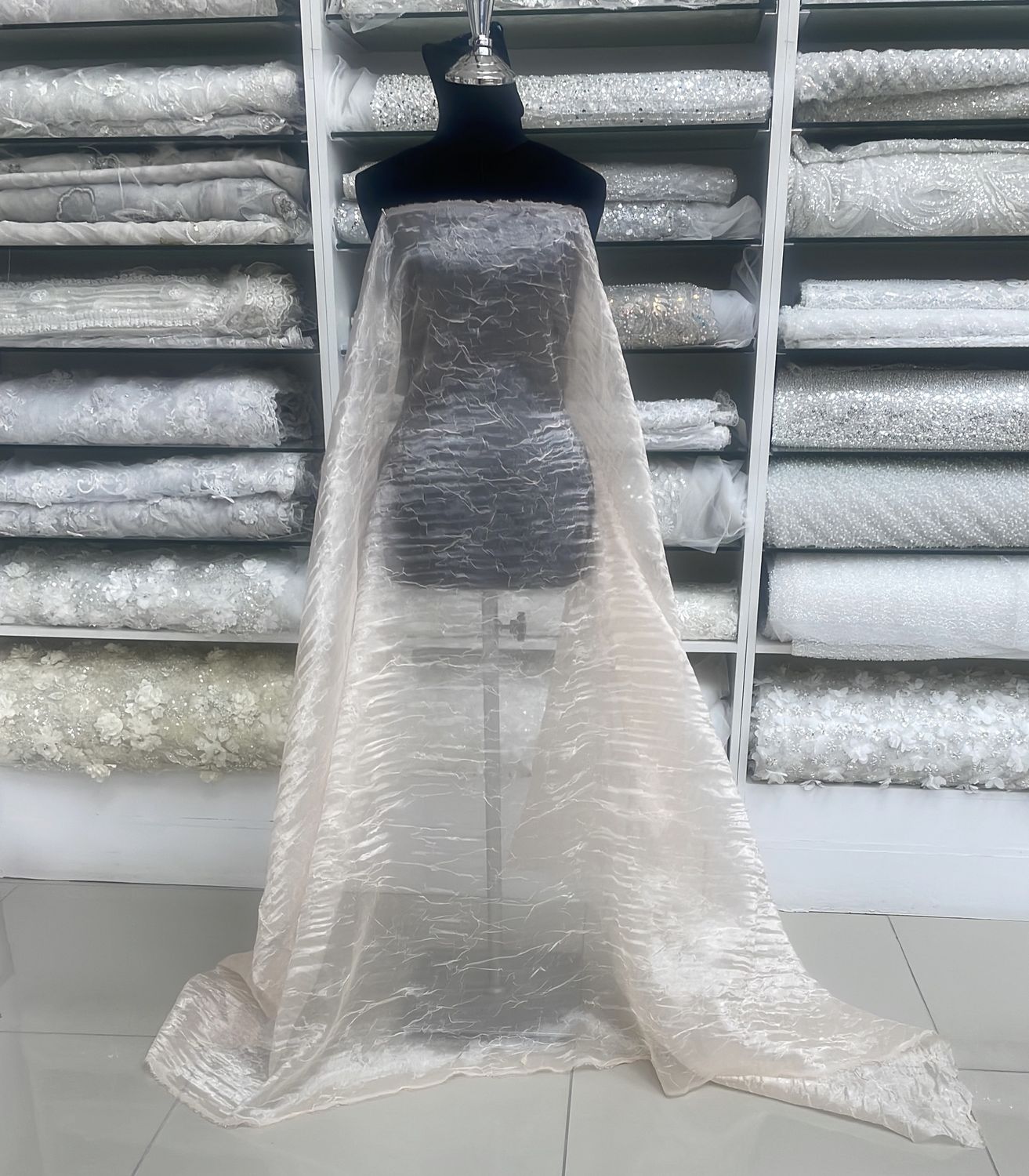 [ OC-KS-L2305-04 ] Organza Crushed  150 -  Peach per Meter