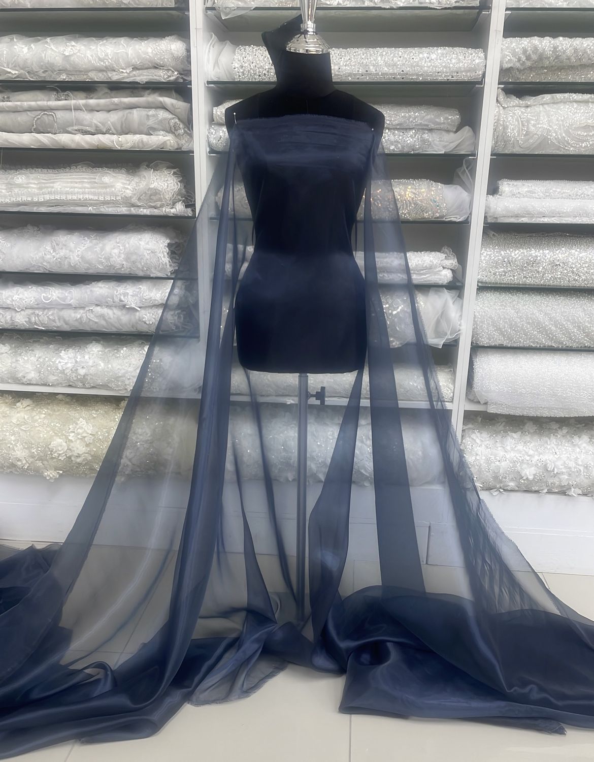 [ OR-G14A-3629120 ] Organza 150-FrenchNavy per Meter