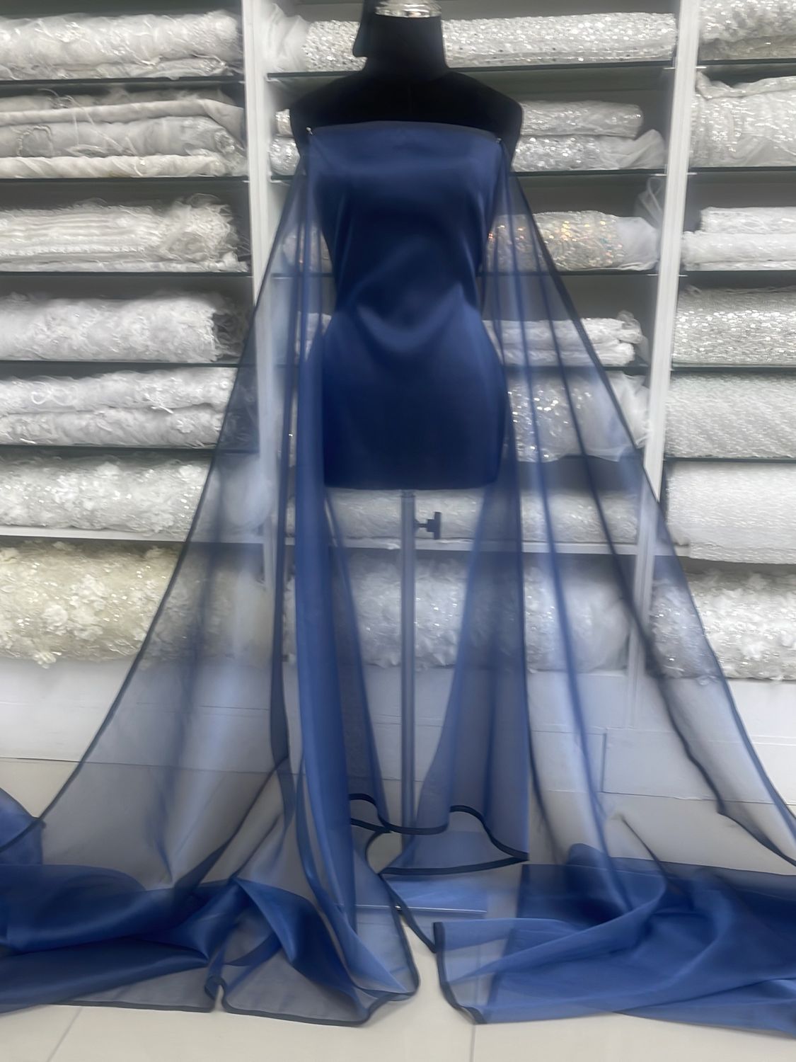 [ OR-E-75-05 ] Organza 150 - Dark Blue per Meter