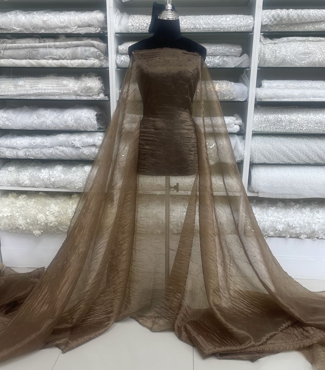 [ OC-KS-L2305-07 ] Organza Crushed  150 -  Bronze per Meter
