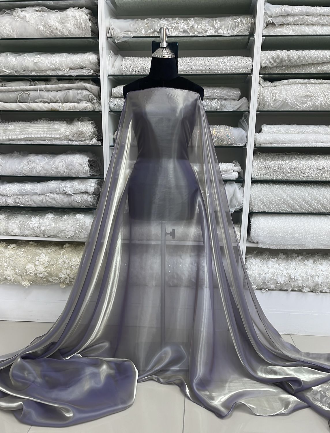 [ OSH-VE-B0494-36 ] Organza Shimmer 150 - Silver Grey per Meter