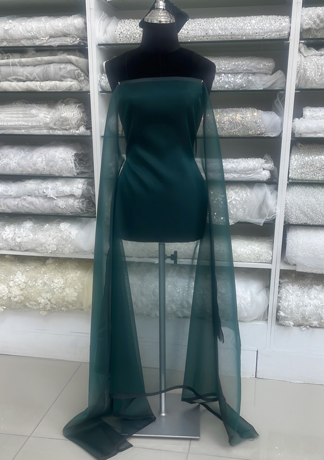 [ OR-E-75-07 ] Organza 150 - Bottle Green per Meter