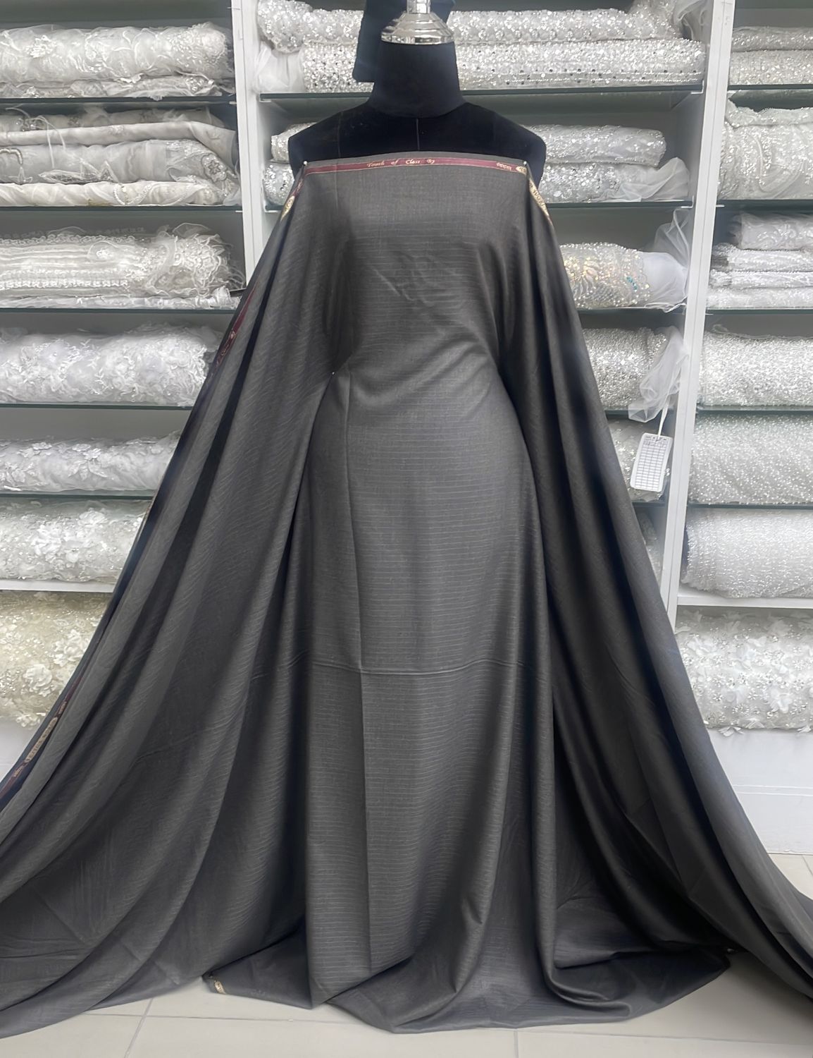 [ 24096 ] PV Suiting Herring Bone Striped 150 - Charcoal-01 per Meter