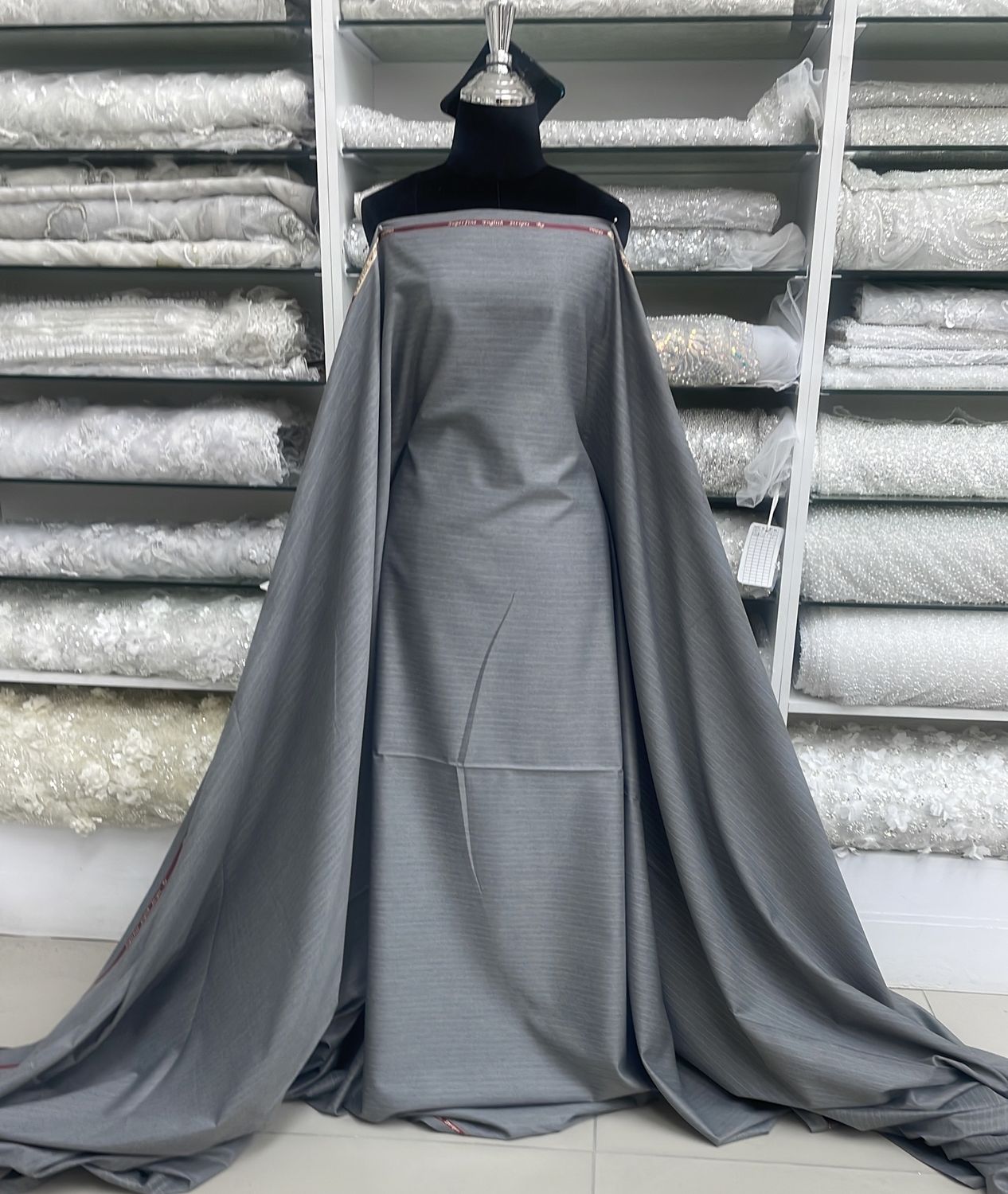 [ 24090 ] PV Suiting Plain with Stripe 150 - Light Grey-04 per Meter