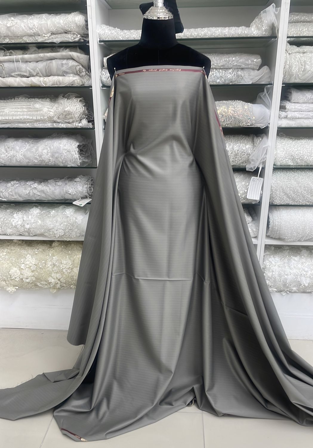 [ 24091 ] PV Suiting Plain with Stripe 150 - Taupe-03 per Meter