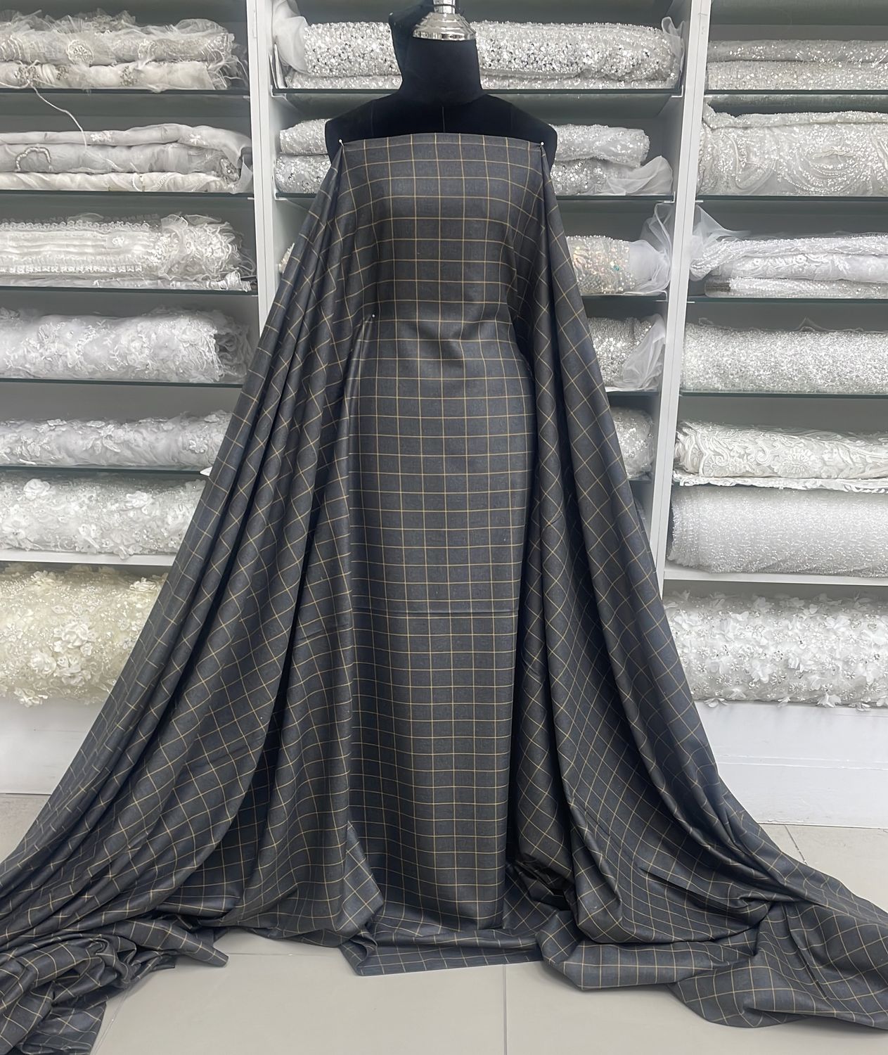 [ 24075 ] Milano Check-150-Charcoal-03 per Meter