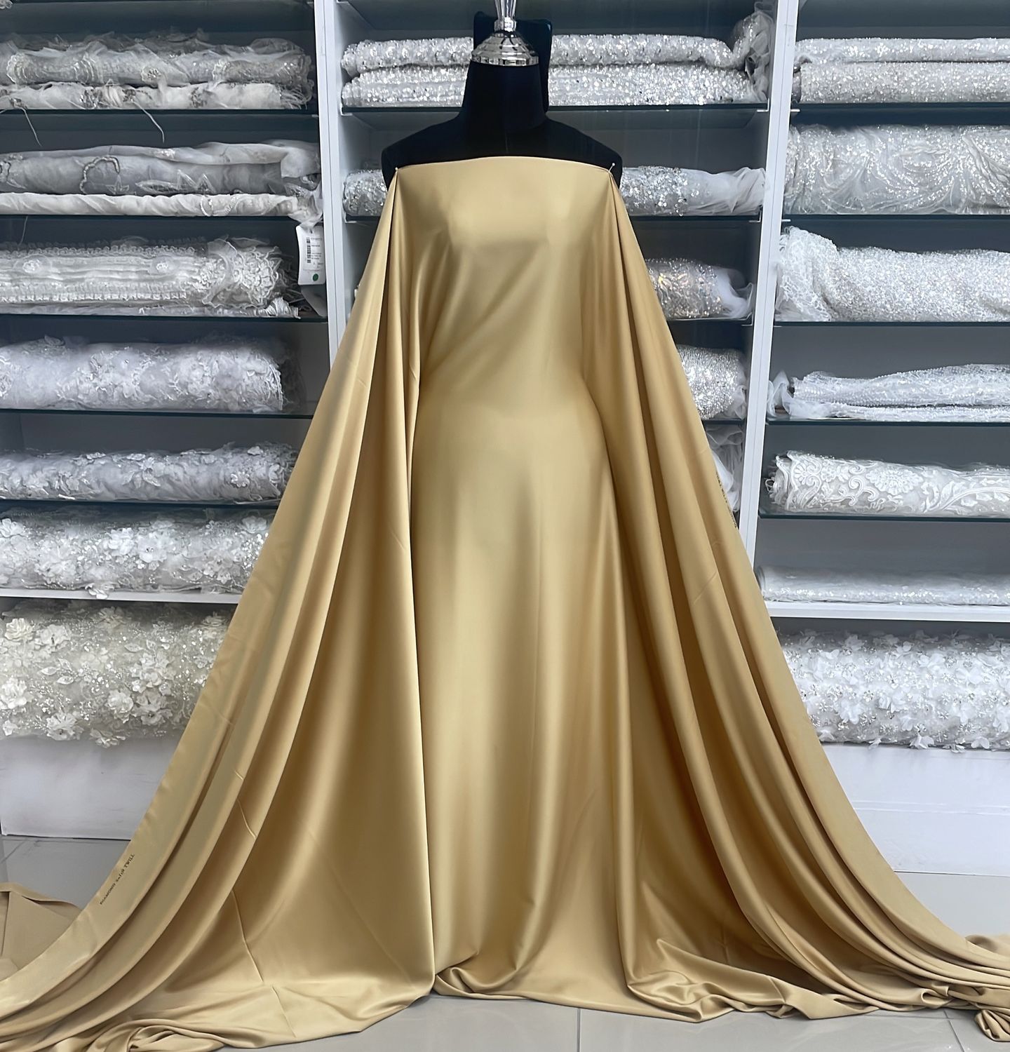 [ SAD-MS-2547-06 ] SatinDiamondStretch150cm-GOLD per Meter
