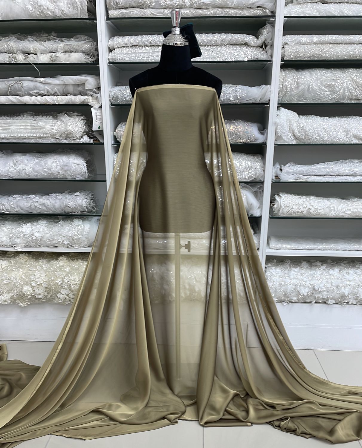 [ CHD-BI-21610-11 ] Chiffon Dope DyedKhaki147 per Meter