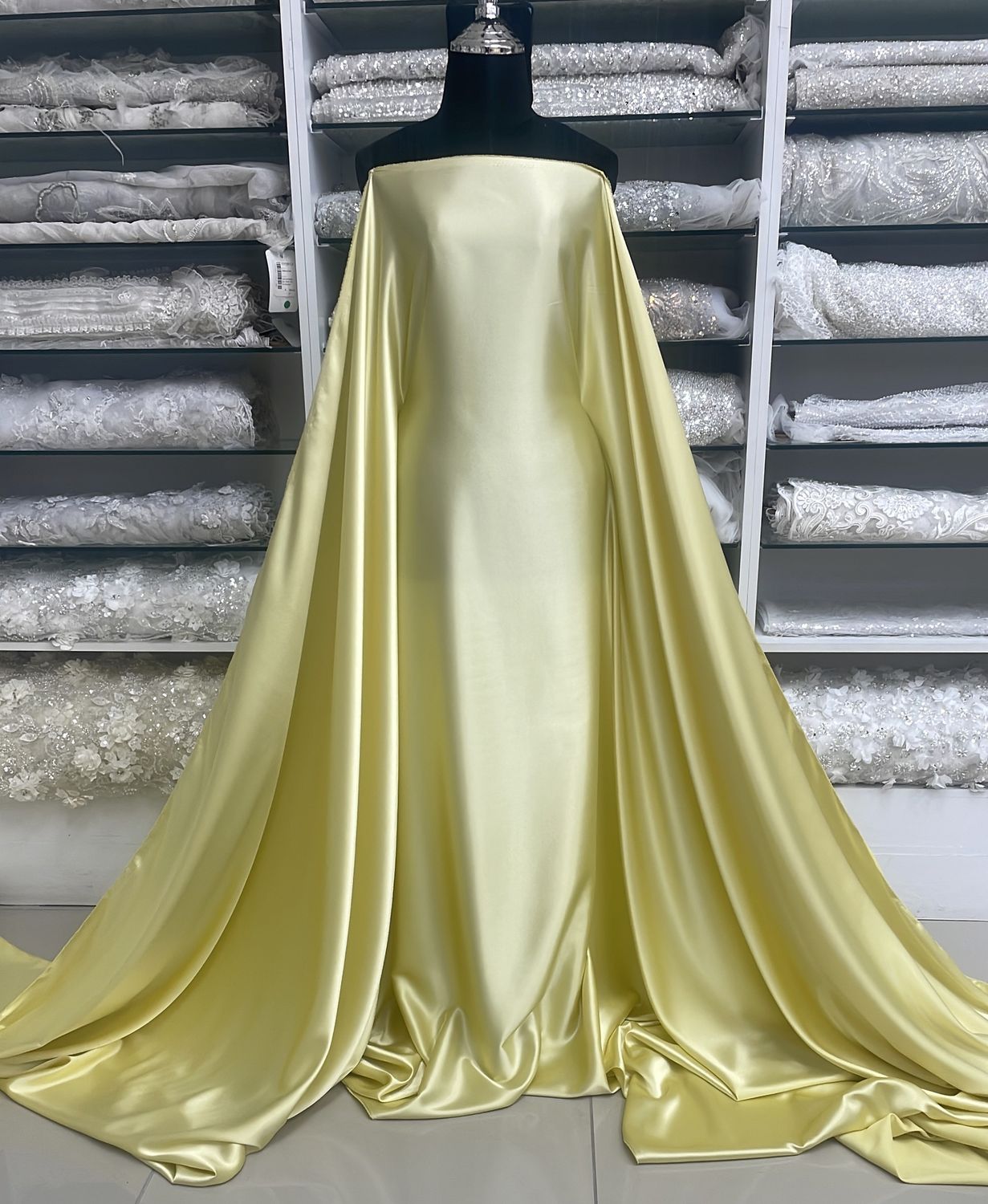 Wedding Dress Fabric [ BS7-MHJ-BSS-32 ] Bridal Shamuse Satin 150w Lemon per Meter
