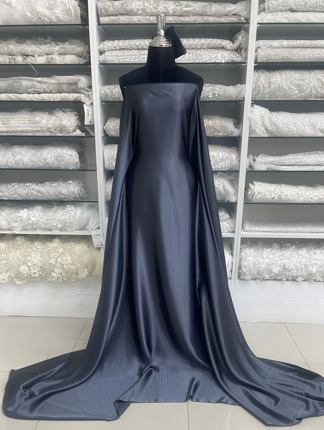 [ 21854 ] Satin Royal Elegant Plain Dyed/150/5g/GREY per Meter