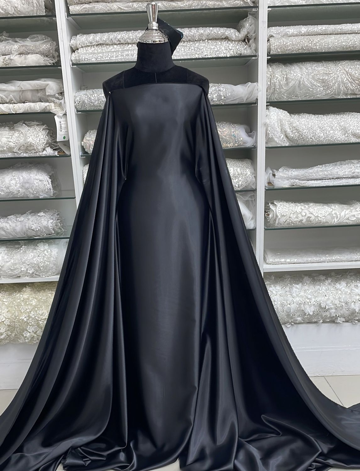 [ 21850 ] Satin Royal Elegant Plain Dyed/150/5g/BLACK per Meter