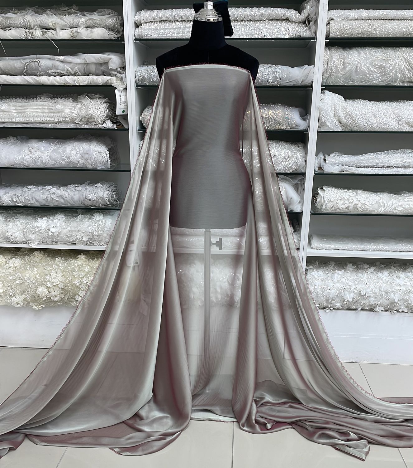 [ 18846 ] Chiffon Cationic/150cm/5g/TAUPE per Meter