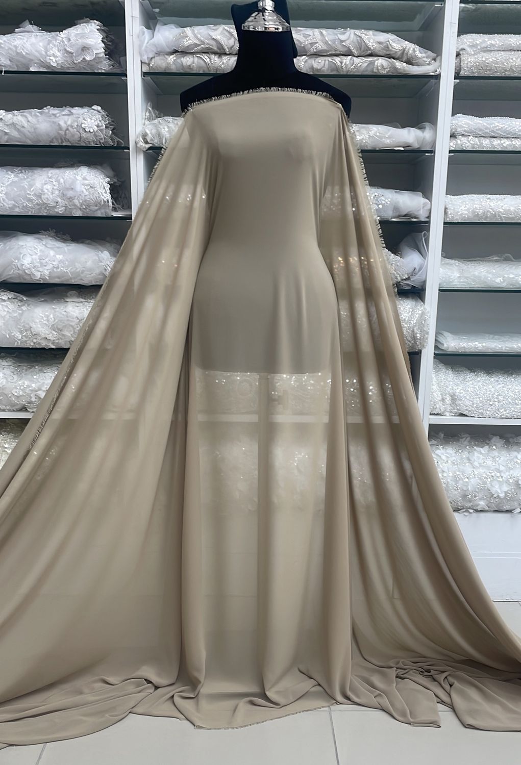 Chiffon [ CHC-LO-0515-14 ] Chiffon Cadena150cm-BEIGE per Meter