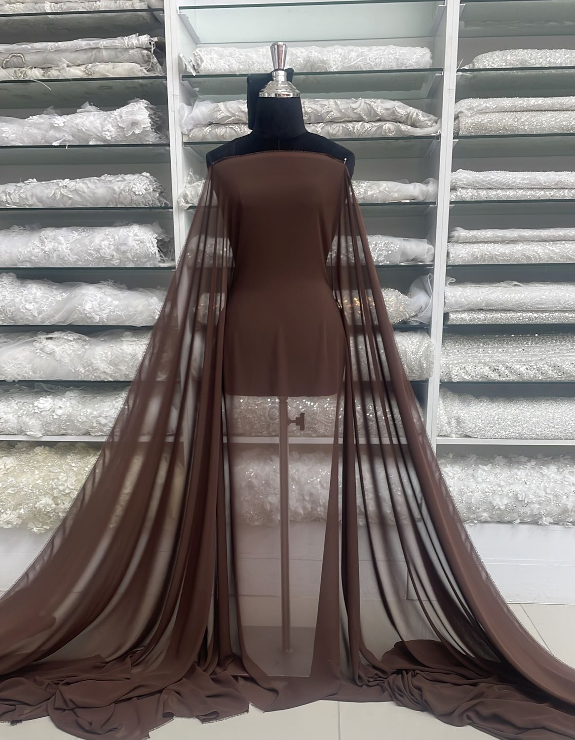 Chiffon [ CHCA-PT-5 ] CHIFFON CADENA 150CM- DRK BROWN per Meter