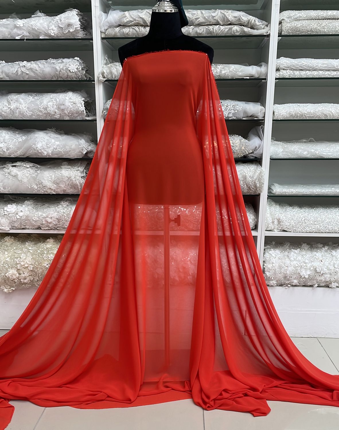 Chiffon [ 16873 ] Chiffon InterlockTwistYarnFrench/150/5g/Scarlet per Meter
