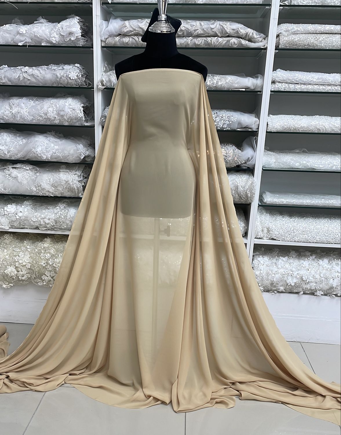 [ 000000241 ] Chiffon Dream Angel Plain Dyed-RO/150cm/5g/Tan per Meter