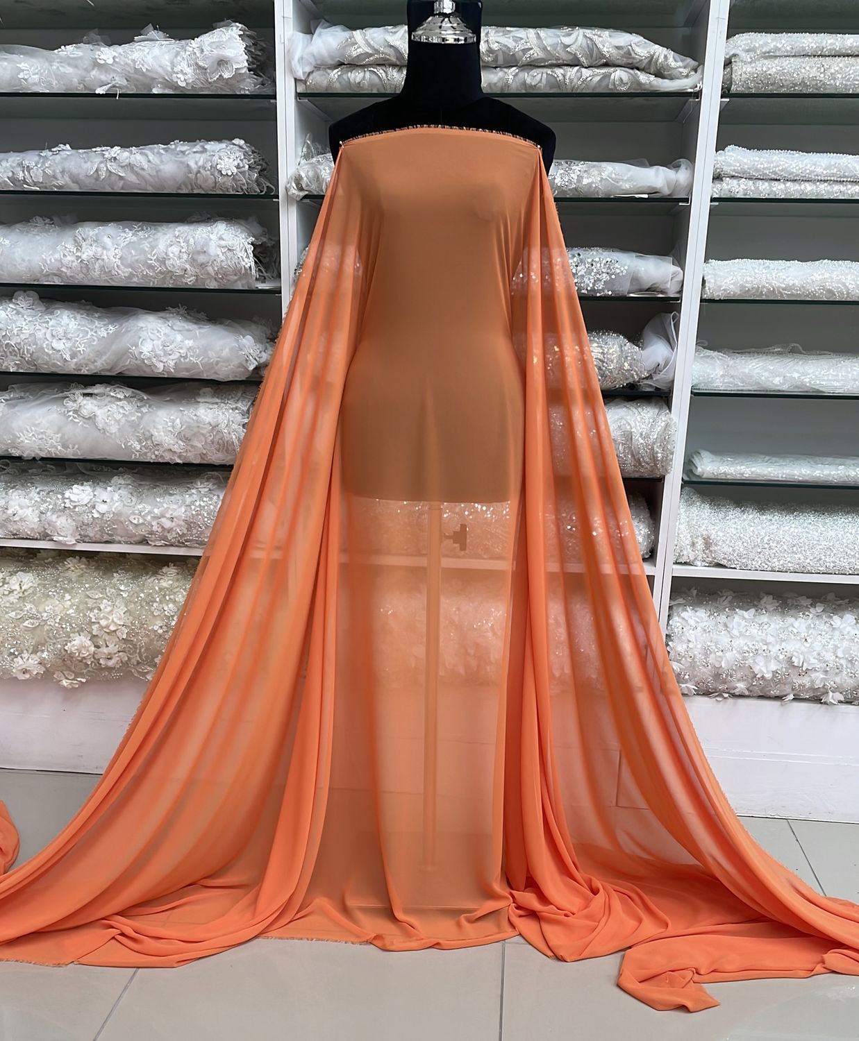 [ GED-LO-RLT10-10 ] GeorgetteDELUX-150cm-APRICOT per Meter