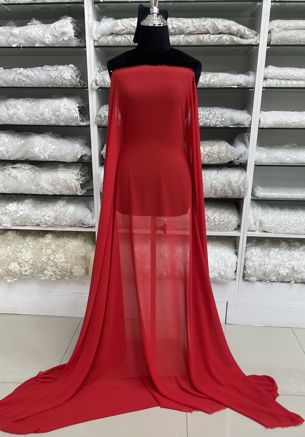 [ GD-G14B10115-25 ] GeorgetteDouble 150 - Red per Meter