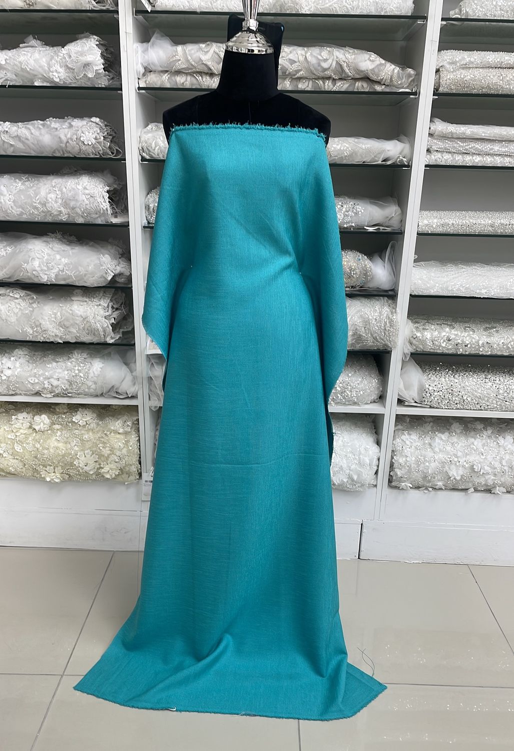 [ 14245 ] Linen Blend Plain Dyed/150/5g/Jade per Meter