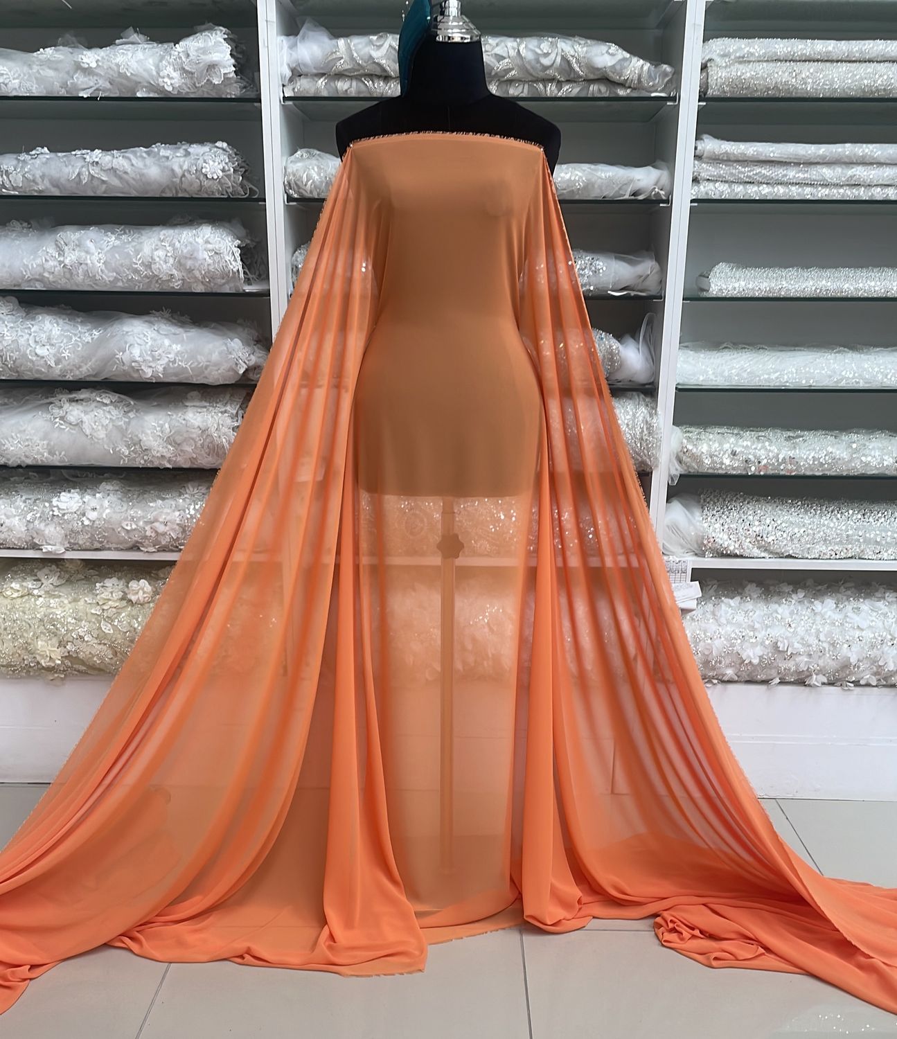 [ CHCA-PT-35 ] CHIFFON  CADENA 150CM- TANGERINE per Meter