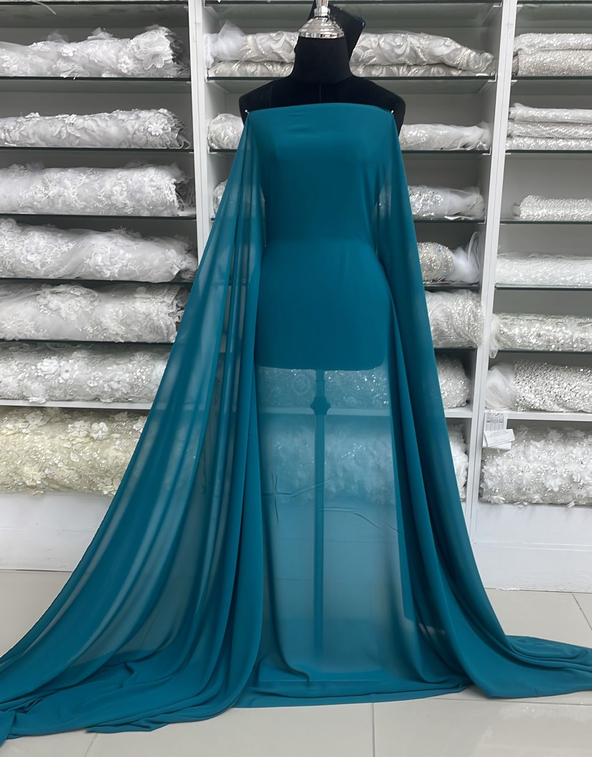 [ 000000240 ] Chiffon Dream Angel Plain Dyed-RO/150cm/5g/Jade per Meter