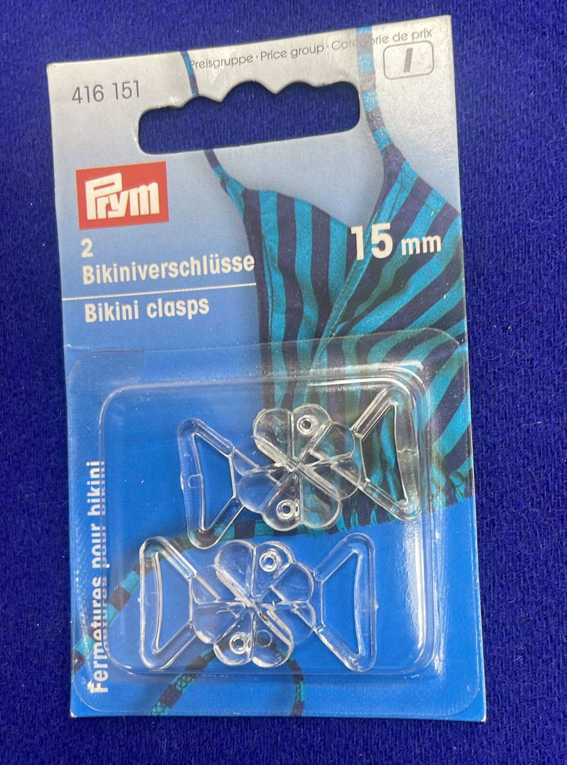 [ CLT-YH-416151 ] CLASP FOR BIKINIS/BELT TRANSP 15mm-I/5 per Each